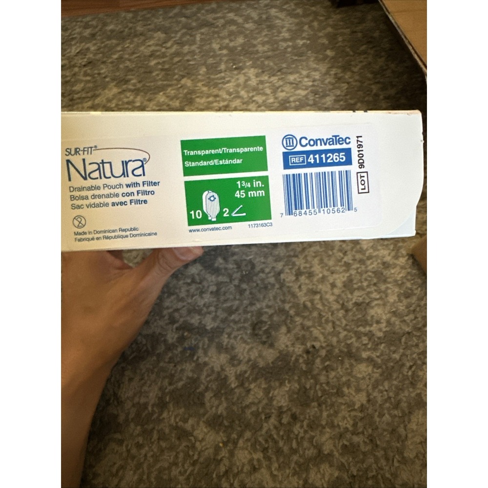 Convatec Sur-Fit Natura 411265 Drainable Pouch W/ Filter Transparent 10-pc 45mm